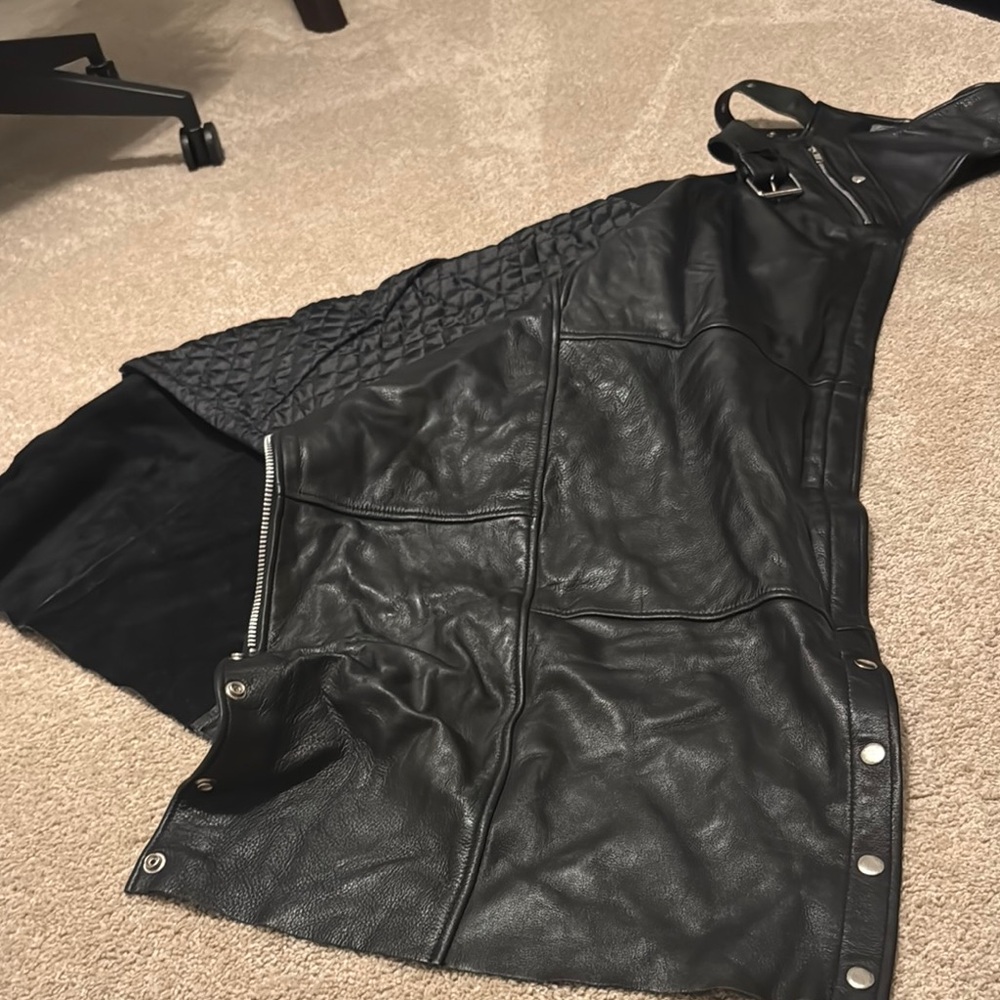 Sleek Black Leather Motorcycle Chaps